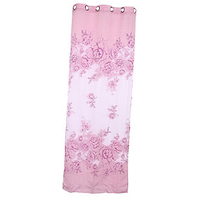 Peony Floral Printed  Window Curtain with Grommet Top - 100x250cm
