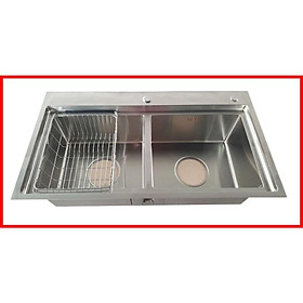 Mua {CHÍNH HÃNG} Chậu rửa 2 hố cân phụ kiện đi kèm chât liệu Inox 304 cao cấp mã GC.AB8245 thương hiệu GERARI