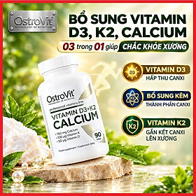 Ostrovit Vitamin D3 K2 Calcium 90v – Bổ sung Canxi, Vitamin D3, K2 giúp hấp thu canxi, hỗ trợ chắc xương, khoẻ răng
