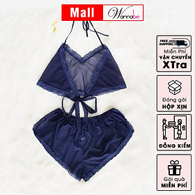 Đồ bộ mặc nhà sexy wannabe, bộ short bsc04 kiểu dáng áo yếm quần tim gợi cảm quyến rũ