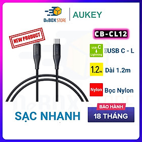 Mua Cáp Sạc Siêu Nhanh AUKEY IP13 Impulse Series CB-CL12 Dài 1 2m Hổ trợ sạc PD 27W Bện Nylon -  Hàng Chính Hãng