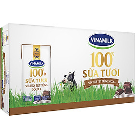 Thùng 48 Hộp Sữa Tươi Tiệt Trùng Vinamilk 100% Sôcôla 180ml Hộp