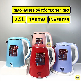 Ấm siêu tốc Thái Jiplai 2,5l inox gồm 2 lớp đun sôi cực nhanh tiết kiệm điện