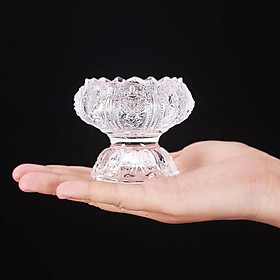 Mua Chân đế nến Thờ thuỷ tinh trắng  in hoạ tiết 8 cát tường nỗi KH18675