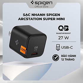 Sạc Nhanh Spigen ArcStation Super Mini (1-Port/ USB-C PD 27W/PPS 25W) Black - ACH05606 - Hàng Chính Hãng