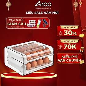 Mua Hộp Đựng Trứng Tủ Lạnh Hai Tầng Trong Suốt 32 Ô Đựng Trứng Có Ngăn Kéo Tiện Lợi - Chất Liệu Nhựa PET + PP Chống Va Đập
