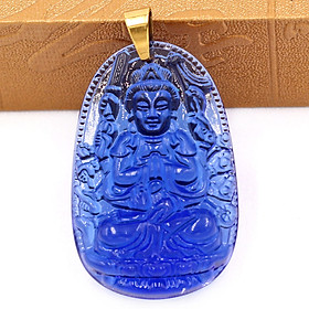 Mặt Phật Thiên Thủ Thiên Nhãn pha lê xanh 5cm