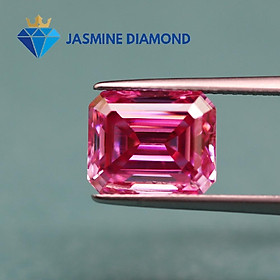 Hình ảnh Kim cương nhân tạo Mỹ Moissanite giác cắt Emerald màu hồng
