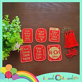 Set tag giấy in 2 mặt trang trí Tết kèm dây treo