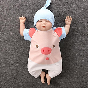 Body Cộc cho Bé Trai Bé Gái chất Cotton mềm mịn kèm Mũ họa tiết siêu dễ thương từ 0-24 tháng tuổi