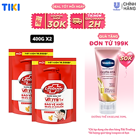 Combo 2 Nước rửa tay Lifebuoy bạc bảo vệ túi 400g