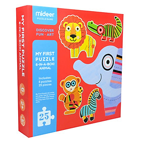 Mideer Ghép Hình Động Vật Trong Rừng Md0078 25pcs 2y+ - My first puzzle - 6 in a box - Animals