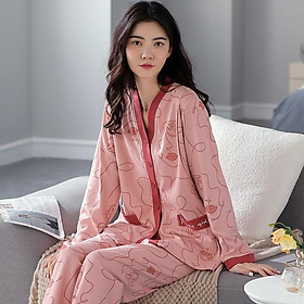 7585 - Bộ Pijama dài tay mẹ cho con bú, thiết kế ưu việt có xẻ khe cho bé bú rất tiện lợi, lịch sự cho mẹ, size M-2XL