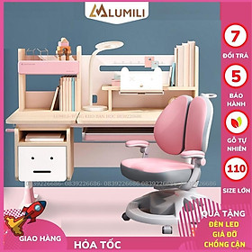 Mua bộ bàn học chống gù cao cấp LUMILI 303F bàn học thông minh kèm giá sách cho bé