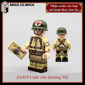 Nhân vật Lính Mỹ Mô Hình Đồ Chơi Lắp Ráp Lính Cứu Thương Thế Chiến Minifigure American Soldier World War JA019