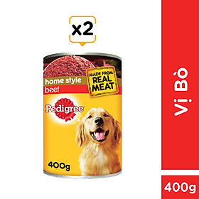 Bộ 2 thức ăn dạng pate dành cho chó lớn Pedigree vị bò lon 400g