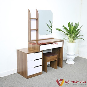 Mua Bàn Trang Điểm 2 Tầng Gỗ MDF Melamine Màu Óc Chó Phối Trắng Hiện Đại