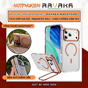 Ốp lưng nhám chống sốc Chân Đỡ MagStand RAVAKA Magnetic cho iPhone 17 Pro Max / 17 Pro - Viền Camera Kim Loại, Đệm Khí Chống Sốc, Chân đỡ kim loại gập ẩn, Cảm giác cầm nắm thoải mái - hàng nhập khẩu - Màu Xanh - iPhone 17 Pro Max