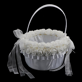 3Pcs Flower Girl Basket – White Flower Basket, Wedding Basket for Matrimony