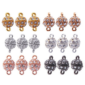 18 Pieces Rhinestone Round Ball Magnetic Clasp Fit Necklace Bracelet DIY Findings Mixed Color Shop Supply