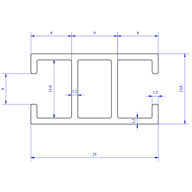 Nhôm định hình 15x25 (LWA-1220260000) - Miễn phí cắt theo kích thước yêu cầu (Giá đã bao gồm VAT)