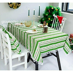 Mua Khăn bàn đường diềm xanh tuần lộc noel giáng sinh