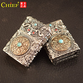 Mua Hộp quẹt  bật lửa Chief đồng nguyên chất chủ đề Tứ Tượng ( Long - Hổ - Tước - Vũ) có nút xoay  hàng loại 1