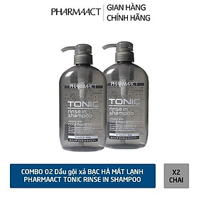 Combo 02 Chai Dầu Gội Xả 2in1 Bạc Hà Mát Lạnh cho Nam PharmaAct Tonic Rinse In Shampoo (550ml)