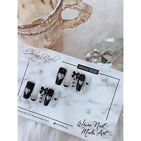 Nail Box thiết kế thủ công ChangNails đính charm, đính đá, đen trắng nhỏ xinh