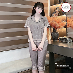 Bộ pyjama nữ áo cộc quần ngố họa tiết chữ chất lụa cao cấp nhiều màu Xumaki Store BO028B