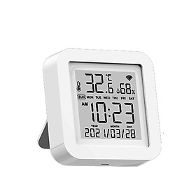 Tuya WiFi LCD Display Screen USB Power Supplys Intellgient Sensors ℉/℃ Switch Time/Date/Temperature/Humidity Display Home Intelligent Linkage Sensors Compatible with Alexa Google Home