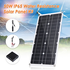 50W D C 9V/18V Flexible Solar Panel with 50A L-ED Display Controller Kit Set with USB/ Type C Interface & Car C-harger