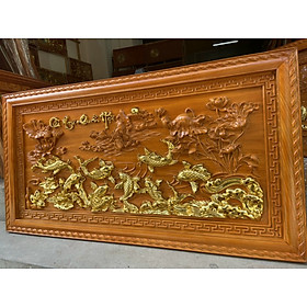 Mua Tranh treo tường trạm khắc tích cửu quần hội bằng gỗ gõ đỏ kt 67×127×4cm