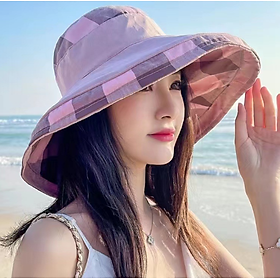 Mũnón rộng vành gắn nơ tạo kiểu phong cách Hàn thời trang mới, nón nữ đi nắng chống tia UV cao cấp