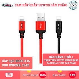 Cáp Sạc Cho iPhone, iPad Hoco X14 - Cáp Sạc Dây Dù Siêu Bền - Dài 1M/2M - Hàng Chính Hãng