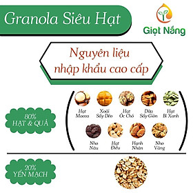 Granola ngũ ly hạn chế cân nặng siêu phân tử ko đàng nhiều đủ dinh dưỡng chất lượng cho tới sức mạnh vỏ hộp 500g kể từ Nông Sản Giọt Nắng