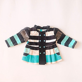 Áo khoác bé gái Kẻ xanh kaki mềm - AICDBGNNJPSF - AIN Closet