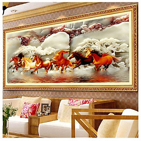 Tranh Bát Mã - Tranh Gỗ Treo Phòng Khách BM003124