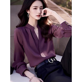 Áo sơ mi cổ trụ mới tay dài