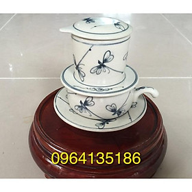 Mua Phin pha cà phê men rạn vẽ chuồn kim gốm sứ Bát Tràng