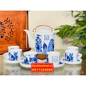 Mua Bộ tích Bát Tràng họa tiết Trúc Lâm Thất Hiền vẽ vàng-Siêu Thị Bảo Khánh 750ml