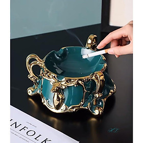 Mua Gạt tàn sứ xanh ngọc lục bảo phong cách Bắc Âu - Hoạ tiết Hươu vàng kim | GẠT TÀN SỨ XANH NGỌC BÍCH