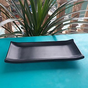 Khay Đĩa Hình Chữ Nhật DÁNG THUYỀN dài  đựng sushi thịt nướng 100% melamine cao cấp, Đĩa Để Thịt Nướng BBQ