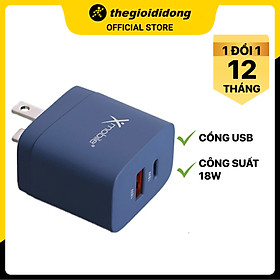 Mua Adapter sạc 2 cổng Type C PD QC 3.0 18W Xmobile DS714 Xanh Navy - Hàng Chính Hãng