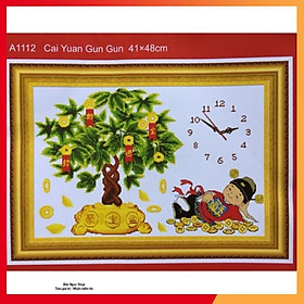 Tranh thêu chữ thập Đồng Hồ Thần Tài A1112 (41x48cm) chưa thêu