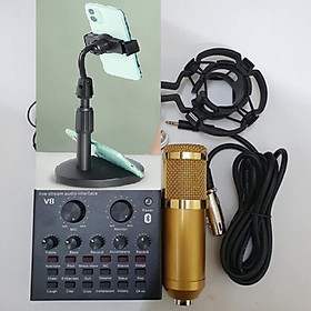 Hình ảnh Bộ mic thu âm BM900 và Sound Card V8 chuyên dụng hát live stream với đầy đủ chức năng chỉnh giọng âm thanh kèm Kệ, Giá Đỡ Điện Thoại dùng để livestream, xem video, Quay Phim, Ghi Hình Đa Năng, Chắc Chắn Xoay 360 Độ Tiện Lợi