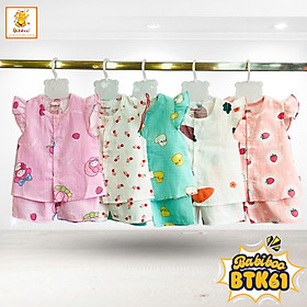Đồ bộ bé gái Babiboo bộ sát nách nách tiên vải xô tre mềm mát, xinh xắn BTK61 ( Họa tiết ngãu nhiên)
