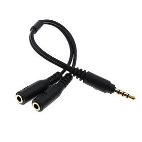 3.5mm 1 Male to 2 Female Earphone Headphone Audio Cable Adapter Mic Parts