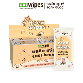 Khăn giấy ướt mini size EcoWipes gói 8 tờ không mùi nhỏ gọn tiện dụng cho học sinh sinh viên