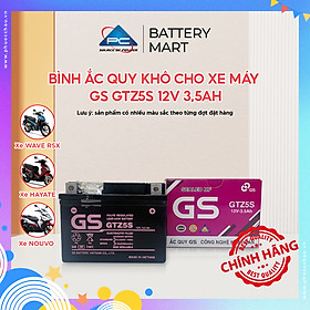 Ắc quy khô GS GTZ5S 3,5Ah Wave RS Rsx Rsv S, Nouvo456, Airblade110, Hayate X-Bike SKY Exciter Luvias Cub acquy Yuasa